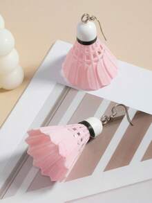 1 Pair Sports Style Badminton Pendant Earrings, Novel Creative Casual Party/Hip-Hop Earring - Baby Pink - View 6