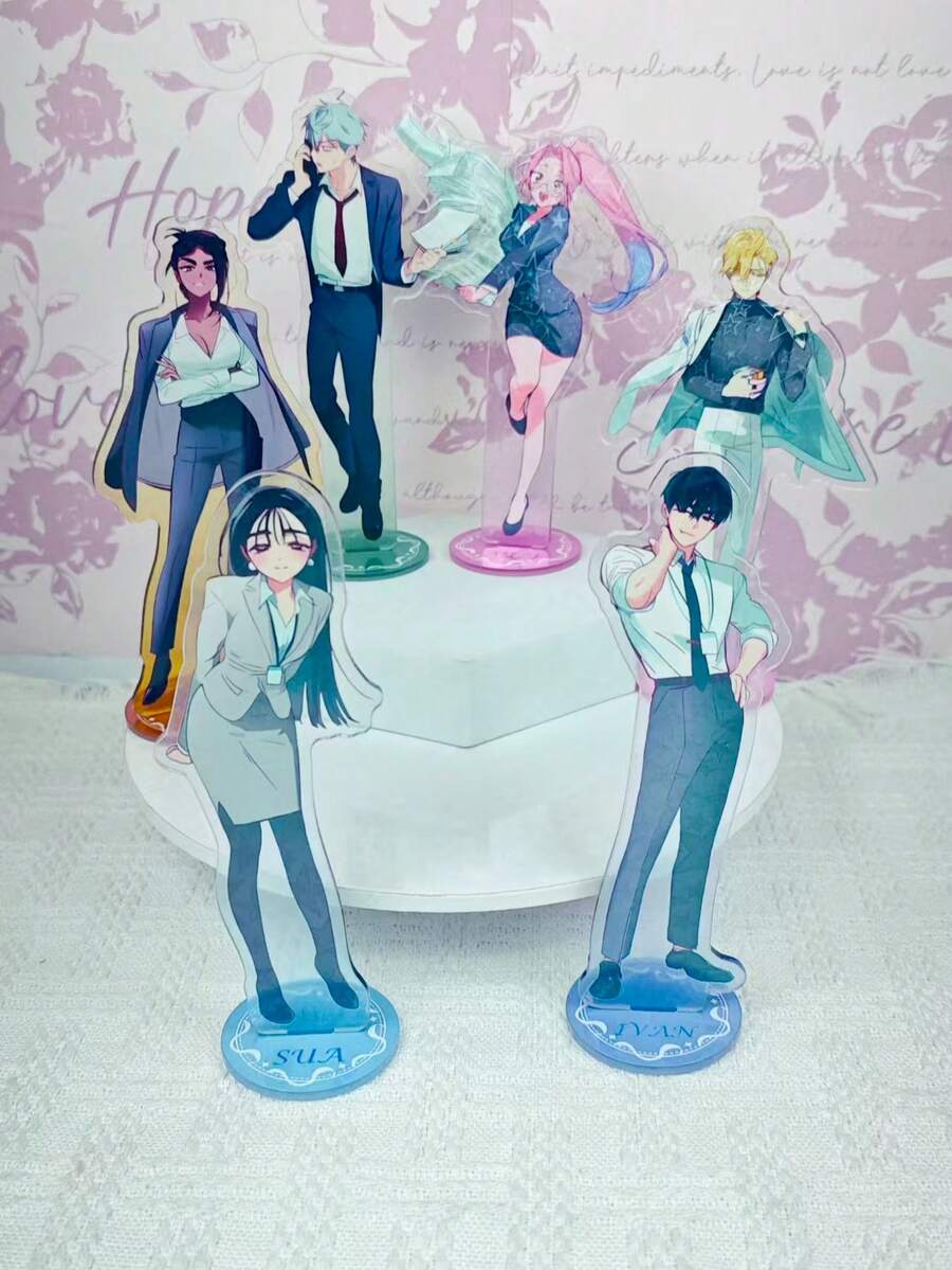 6pcs/1 pieza Conjunto de figuras de acrílico de conejo lindo para niño y niña, figura de personaje estilo anime, decoración de escritorio gótica linda, regalo de colección para niña