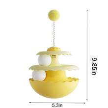 Multi-Color Pet Self-Entertainment Toy, Non-Slip Rolling Base Cat Ball Teaser Wand, Wave-Shaped Cat Rolling Toy, 3-Layer Rotating Ball With Spring Plush Ball - View 6