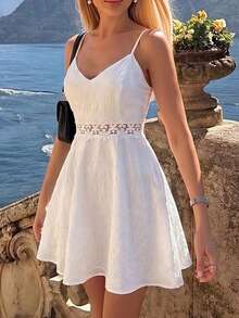 do para vacaciones de verano, atuendo para vacaciones para mujer, vestido de vacaciones, atuendo de playa para mujer, vestido elegante para fiestas, vestido versátil de uso diario para mujer - Blanco - Ver 1