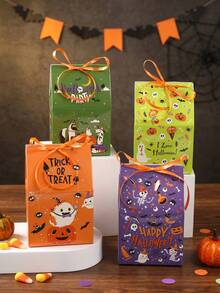12pcs Halloween Gift Boxes With Ribbon, Pumpkin, Ghost, Bat Pattern, House Shaped Gift Boxes, Candy Boxes, Chocolate Boxes, Halloween Gift Packaging Supplies, Trick Or Treat Gift Boxes, Halloween Party Small Gift Boxes, Halloween Decoration, Halloween Party Supplies, Happy Halloween Party Decoration, Halloween Gifts, Party Small Gifts - Halloween Mix - View 10