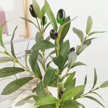 1件人造橄欖樹盆栽植物附果實，自然逼真居家裝飾綠植，適合居家、餐廳、辦公室、桌面、窗台擺放與裝飾，客廳裝飾，仿真植物 - 彩色 - 查看 11