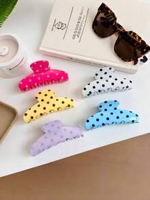 1pc Polka Dot Hair Clip, Acrylic Hair Claw, Vintage Sweet Women's Hair Accessory - Multicolor - View 3