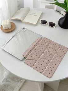 Polka Dot transparente Rückseite Mehrwinkel faltbare Schutzhülle, stoßfeste Tablet Schutzhülle, mit Stiftschlitz, leichter Alltagsstil - Verschiedenfarbig - Übersicht 1