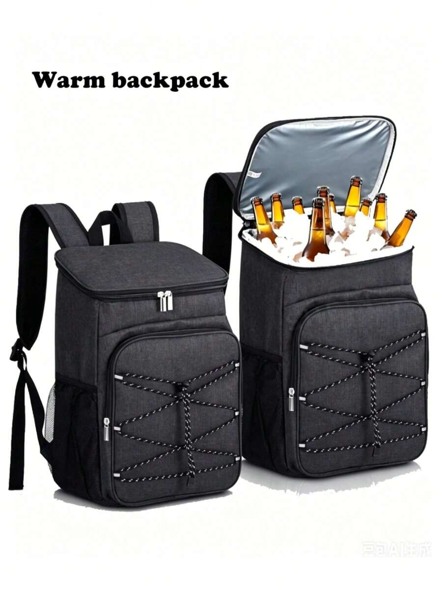 1pc Minimalist Fashion Large Capacity Outdoor Camping Picnic Insulated Cooler Bag Backpack Hiking Backpack , Lunch Box - Multicolor - View 1
