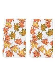 2 Pcs White Pumpkin Floral Maple Leaf Orange Pumpkin Print Dish Towel Farmhouse Autumn Style Microfiber Rectangle Quick Dry Absorbent Kitchen Towel Home Kitchen Thanksgiving Fall - Orange - View 5