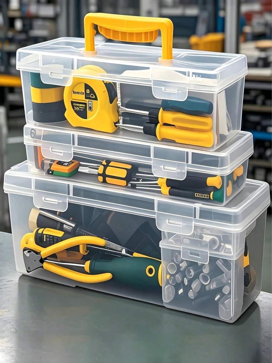 1/2件裝工具零件收納盒，多格便攜透明工具收納盒，家用螺絲扳手五金配件分類收納盒，整理工具 > 工具收納 > 工具箱，手工收納盒與整理盒，附蓋設計，玩具收納盒，便攜分格整理與分類盒，螺絲配件分類，家用桌面與抽屜整理盒