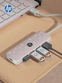 HP 4合1 USB-C 擴充塢 - Type-C PD 充電轉接器/分線器，整合 USB、充電埠、電源適配器與 5V 0.5A 充電站功能，筆記型電腦多埠擴充塢（粉色愛心設計） - 查看 10