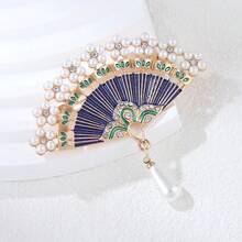 Vintage Elegant Fan Pendant Brooch, High-End Fashion Creative Brooch, Anti-Exposure Fixing Pin, Versatile Clothing Accessory - Fan Brooch - View 4