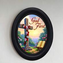 1pc Vintage Oval Photo Frame - Wooden Wall-Mounted Frame, Can Be Hand-Transferred Photos, Country Style Suitable For Living Room, Bedroom, Kitchen - Holiday Decor - 11 - View 4
