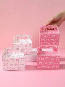 1/6/12pcs Pink Bow Gift Boxes, Bow Theme Birthday Party Decorations, Gift Packaging Boxes, Baby Shower Decorations, Gender Reveal Party Decorations, 1st Birthday Party Favor Boxes, Pink Birthday Decorations, Princess Party Decorations, Wedding Decorations, Bow Decorations, Baby Shower Favors - Multicolor - View 4