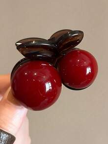 2pcs Women's Red Cherry Hair Clips, Side Part Hair Clips, High Ponytail Hair Clips, Hair Accessories Claw Clips, Winter Fashion Hair Clips - Regular Model - View 9