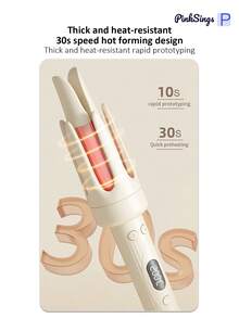 PinkSings One-Touch Automatic Curling Iron 32mm Barrel, Left & Right Auto Curling, 4 Temperature Modes, Negative Ion Generator, Smart Timer & Sensor, Auto Shut-Off, Perfect Christmas Gift - Apricot - View 8