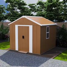 Brown 184 X 110 Cm Metal Garden Storage Shed For Outdoor Use - Brown - View 1