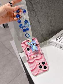 Disney Has Authorized, Phone Case - Chain Set, The Stitch Lilo & Stitch 3D Phone Case Plus A Silicone 3D Stitch Bracelet With Metallic Ring Removable Bracelet, Stitch And Angel Pattern, Compatible With Iphone17/16/15/14/13/12/45/XS/XR/X Plus Pro Max, A Stylish Cartoon Phone Case, The Perfect Gift Choice, Phone Protection, Durable Phone Cover, Great Gift For Friends And Family. - 白色 - 查看 5
