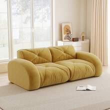 Sofa 204 cm aus Chenille fuer Zuhause - Gelb - Übersicht 2