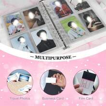 1 Set Candy Color A5 Photo Album With 25pcs 4-Slot Photo Card Pages, 6-Ring Binder, PU Leather Cover, Collection Album Suitable For Home And Office Use, Perfect For Organizing Family Photos - A - View 8
