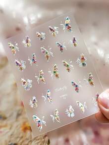 Stiker Kuku Kupu-kupu Holografik 3D, Desain Tetesan Air Sayap Berwarna-warni Transparan, Aksesori Dekorasi Seni Kuku DIY Gaya Lembut dan Anggun - MultiWarna - View 5