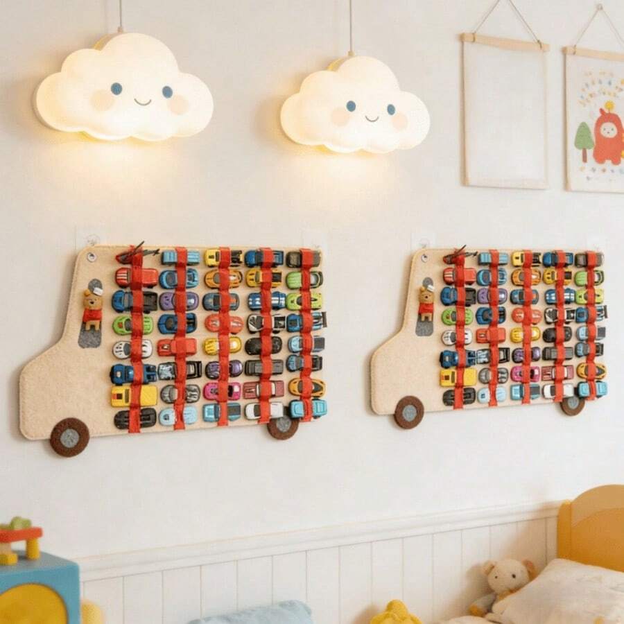 1pc Car Storage Bag, Toy Car Display Wall Shelf, Bedroom And Car Interior Wall Decor/Accessories, Wall-Mounted Earring Storage Jewelry Bag, Necklace Bracelet Rack, Artistic Design Multi-Function Display Shelf