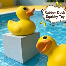 Smusher Squishy Large Yellow Duck Slow Rebound Squishy Toy Stress Relief Squeeze Cartoon Duck Desktop Decor Fidget Toy - Multicolor - View 3