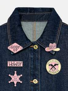 QIHOO 5pcs Western Cowboy Style Enamel Brooch Set - Cowboy Rodeo Theme Badges, Pink Cowboy Hat / Howdy Slogan Brooch, Suitable For Backpack / Cowboy Jacket, Western Style Accessory Gift, Suitable For Women / Students - Multicolor - View 4
