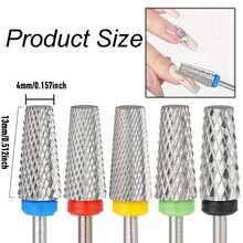 1/2/4/5PCS Professional Cross-Tooth Flat Head Nail Drill Bit Nail Polish Remover Cuticle Manicure For Taking Off Artificial Nails A Replacement Head For Electric Nail Files And A Tool For Hand And Foo - Silver - View 5