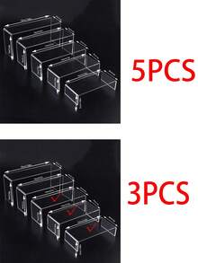 High-Low Storage Rack, Display Shelf, Acrylic Display Stand, Transparent Tiered Display Rack, Multi-Layer Adjustable, Small Accessories, Cosmetics Storage Rack, Model Display Cabinet, Home Decor Storage Rack, Colorful Jewelry, Perfume And Antique Display Shelf, Perfect For Home Decor And Exhibition - Multicolor - View 1