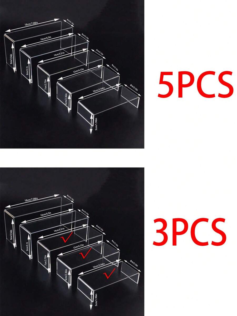 High-Low Storage Rack, Display Shelf, Acrylic Display Stand, Transparent Tiered Display Rack, Multi-Layer Adjustable, Small Accessories, Cosmetics Storage Rack, Model Display Cabinet, Home Decor Storage Rack, Colorful Jewelry, Perfume And Antique Display Shelf, Perfect For Home Decor And Exhibition - Multicolor - View 1