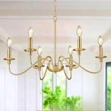 Farmhouse Chandelier For Dining Room: 6-Light Black Industrial Kitchen Island Pendant Light Fixture - Rustic Candle Chandeliers Vintage Modern Hanging Ceiling Lamp For Bedroom Foyer - 6-head Candlestick Chandelier - View 3
