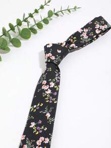 1PC Men's Fashion Casual Vintage Floral Plant Pattern Elegant Tie, Suitable For Party, Date, Daily, Travel, Vacation, Beach - Multicolor - View 1