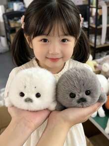 1pc Cute Grey Seal Plush Doll, Soft Stuffed Animal Doll, Desktop Decor, Home Decor, Car Decor, Stress Relief Doll, Holiday Gift - Multicolor - View 10