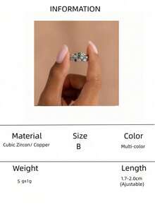 1 Set de 3 Anillos Geométricos Minimalistas de Circonita, Regalo para Uso Diario y Fiestas de Mujeres - Multicolor - Ver 16
