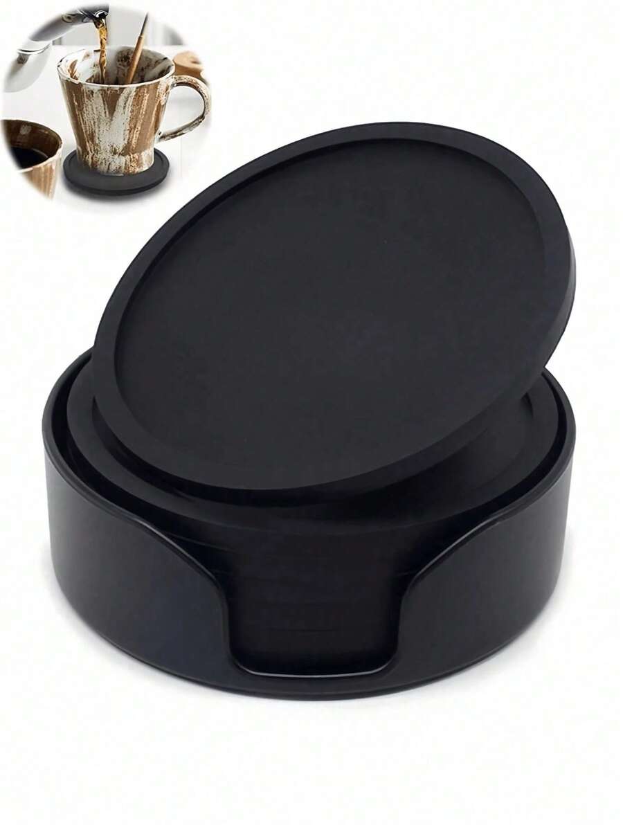 1/3 pièces Dessous de verre antidérapants, résistants à la chaleur, imperméables et faciles à nettoyer en silicone, convenant aux tasses à café, tasses à thé, mugs, verres, verres à vin, verres à whisky, tables à manger, bureaux, bars, hôtels, restaurants - Multicolore - Voir 1
