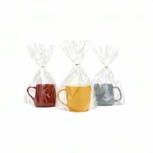 23/53 Transparent Bottom Snap Plastic Gift Bags With Gold Thin Rope, Suitable For Packaging Gifts And Party Prizes, Birthday, Wedding, Party And More - View 5