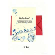 Tropical Blue Palm Tree Back To School Greeting Card, Summer Beach Design Foldable Blank Note Card, Student First Day Of School Blessing Stationery - View 7