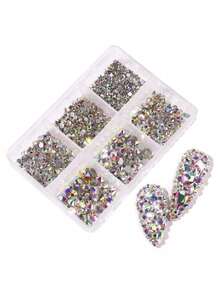 Nueva caja de cristales de diamantes de colores con base plana de varios tamaños para decoración 3D de arte de uñas, strass - Rosa Pálido - Ver 8