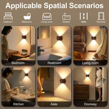 LED Bewegungssensor Wandleuchte, kabellose dekorative Wandlampe Beleuchtung, Augenschutz LED Wandleuchte, batteriebetriebene Nachtleuchte, geeignet für Flur, Badezimmer, Schlafzimmer, Küche, Heimdekoration, Wohnzimmerdekoration - sphärisch mehrfarbig - Übersicht 7