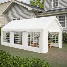 3x6m Vehicle Shelter – Double Sectional Door For Full Access, Robust And Watertight Construction – Removable Roof And Side Panels - White - View 3