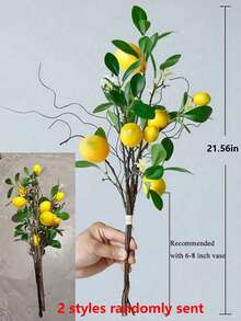 1/2件人造植物 人造檸檬枝 8朵頭仿真檸檬附莖 廚房裝飾 派對 春夏裝飾（黃色） - 彩色 - 查看 6