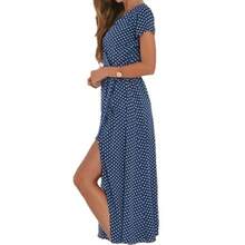 Vestido estampado para mujer europea y americana, vestido midi de verano con cuello en V y abertura lateral para mujer. - Negro - Ver 5