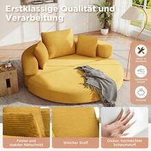 Flieks Multifunctional Freestanding Folding Sofa Bed (Boneless Couch) – Oval Bed With Cushions, Modular Sofa, Corduroy Fabric Cover (173 X 176 Cm), Suitable For Apartments, Living Rooms, Bedrooms - 黃色 - 查看 5