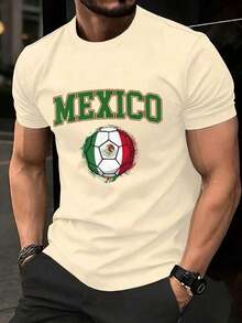 Men's Basic T-Shirt 100% Cotton Short Sleeve Basic Cotton Short Sleeve Summer Black/White/Red/Blue/Green Men's Crew Neck Short Sleeve T-Shirt Mexican National Soccer Team - 粉色 - 查看 1