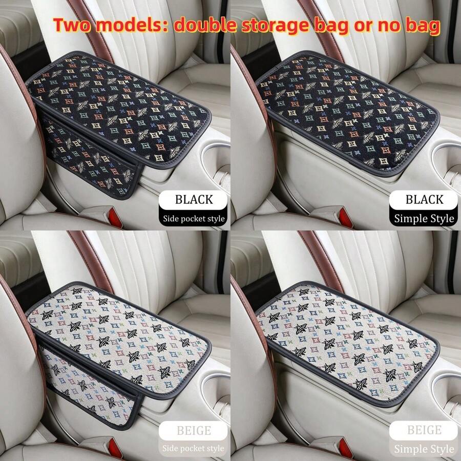 Alas Penyimpanan Sandaran Tangan Mobil Universal dari Linen, 12,6*7,5 Inci, Tersedia dalam Dua Model: Tipe Penyimpanan dan Tipe Tanpa Kantong. Tahan Aus dan Tahan Lama, Melindungi Sandaran Tangan, Cocok untuk Sedan, SUV, Mobil Keluarga, dan Aksesori Interior Mobil.