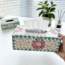 1 pieza Caja de pañuelos de concha natural - Caja de almacenamiento de pañuelos elegante, soporte de pañuelos de lujo de alta gama, adecuado para baño, sala de estar, dormitorio, se puede usar como decoración del hogar, caja de pañuelos de escritorio de la mesa de comedor de la sala de estar, regalo perfecto para Acción de Gracias, Día de San Valentín, decoración del hogar - Ver 15