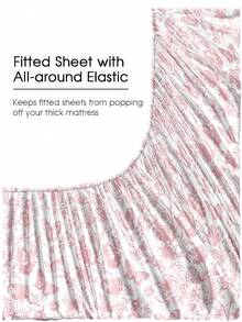 4-Piece Pink Floral Butterfly Pattern Bedding Set Includes 1 Fitted Sheet, 1 Flat Sheet And 2 Pillowcases, Pillow Inserts Not Included. Fitted Sheet Set, Size Options: King, Queen, Full, Twin. Fitted Sheet Deep Pocket Design, Fits Up To 11.8 Inch Mattress. Soft And Breathable, Wrinkle-Resistant - Pink - View 5