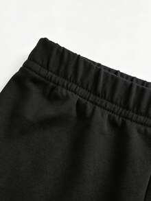 Girls Solid Black High Waist Flare Pants, Elastic Waist Stretchy Slim Bootcut Trousers, Tween Girl Casual Daily Bottoms - Black - View 5