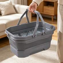 1pc Portable Mop Bucket, Foldable Laundry Basket With Handle, Large Capacity Folding Water Basin. Durable Plastic, Ideal For Indoor & Outdoor Use - Easy To Carry, Perfect For Car Washing, Fishing, And Home Cleaning - View 1