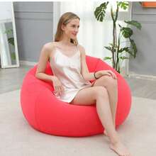 1 pieza Silla puf moderna de PVC gris, sofá inflable grande y holgado, sin relleno, apto para asientos de sala de estar interior y exterior - Multicolor - Ver 5