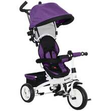 HOMCOM Triciclo Evolutivo para Bebés 6 en 1 Triciclo para Niños de 1-5 Años Bicicleta para Niños con Toldo Plegable Mango Telescópico Desmontable Cinturón de protección y Cesto 95x50x106 cm - Púrpura - Ver 10