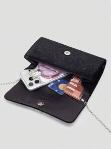 Luxurious, Elegant, Exquisite Large Capacity Velvet Women's Clutch Bag, Velvet Material Evening Bag With Detachable Chain Strap, Suitable For Weddings, Parties, Celebrations, For Girls, Women, College Students And Professional Women. - Black - View 6